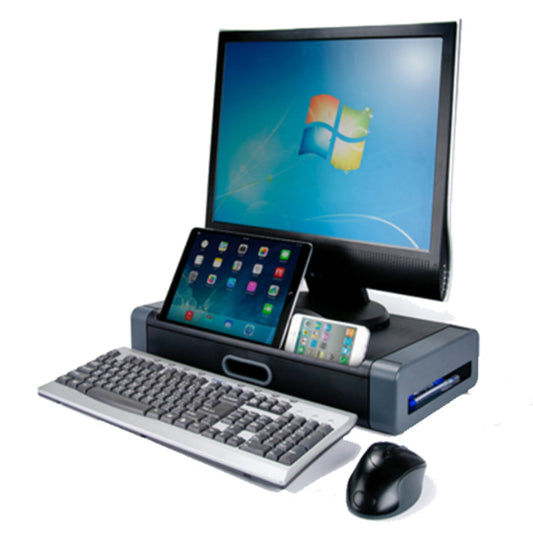 Deluxe Monitor/Printer Stand w/Smart Device Slot/Drawer