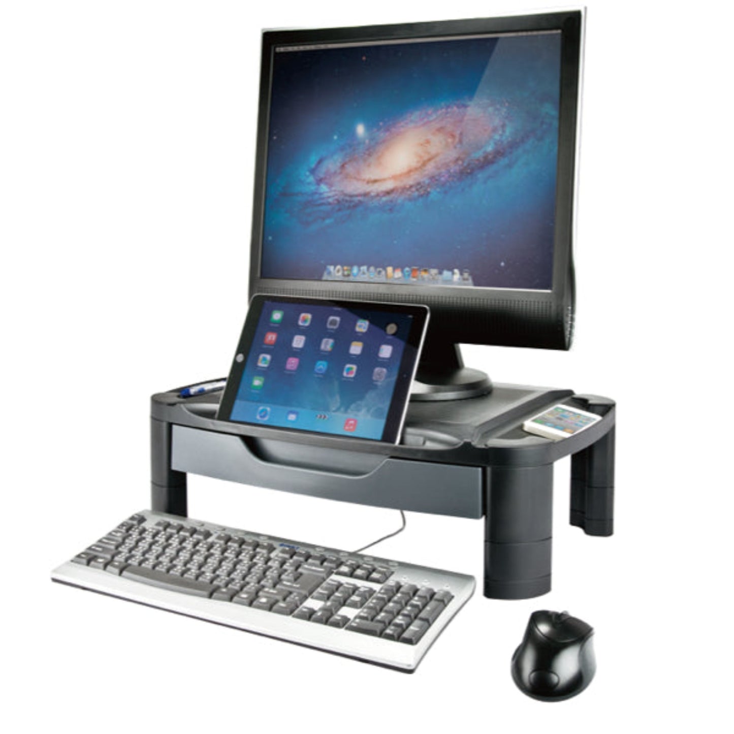 Extra Wide Professional Monitor/Printer Stand w/Drawer